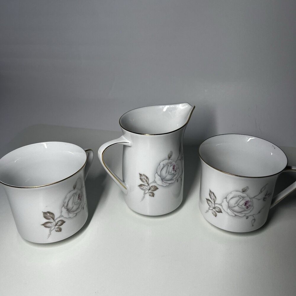 Vintage Johann Haviland Sweetheart Rose 2 Cups and 1 Creamer Set Bavaria Germany
